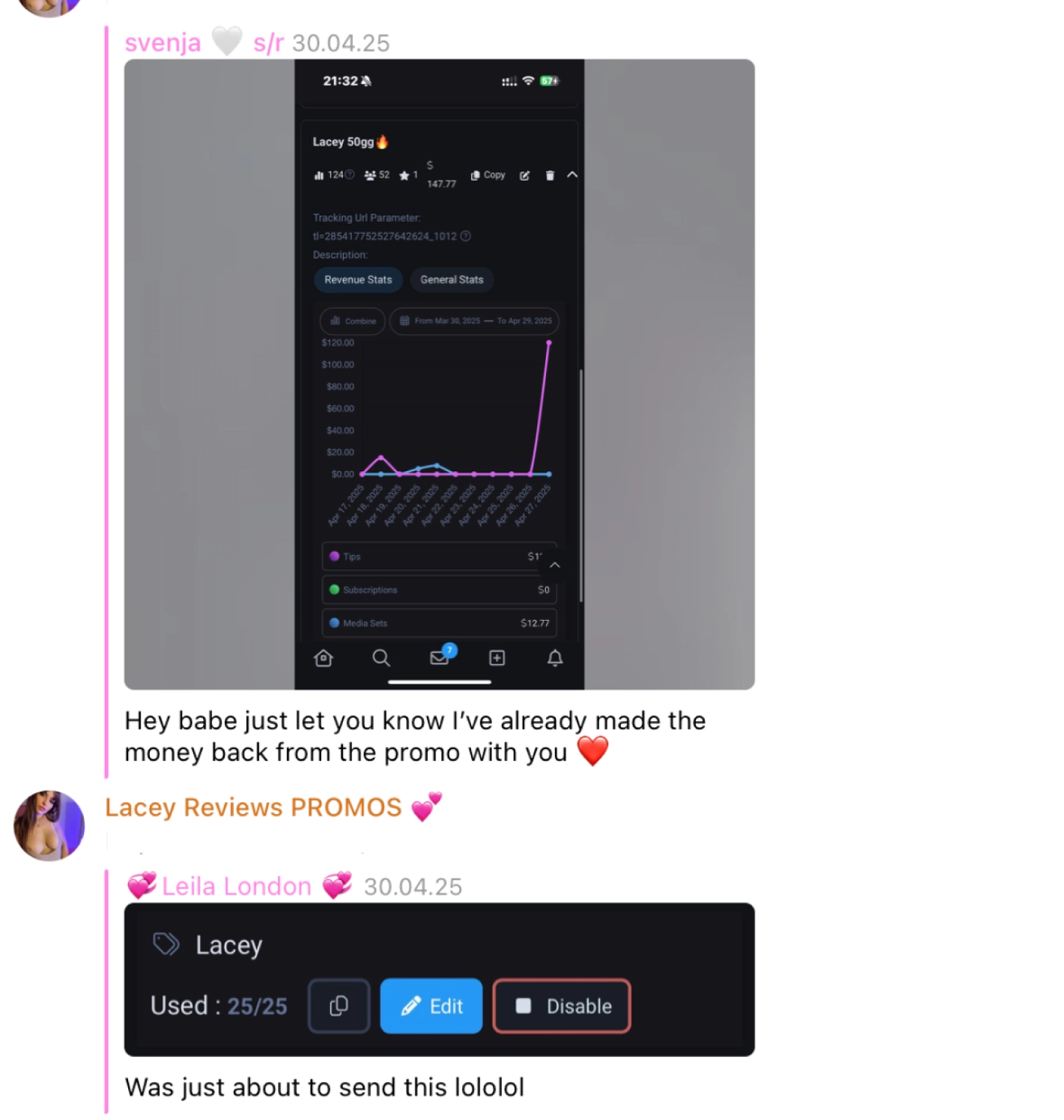 Telegram channel with “reviews” about GG traffic