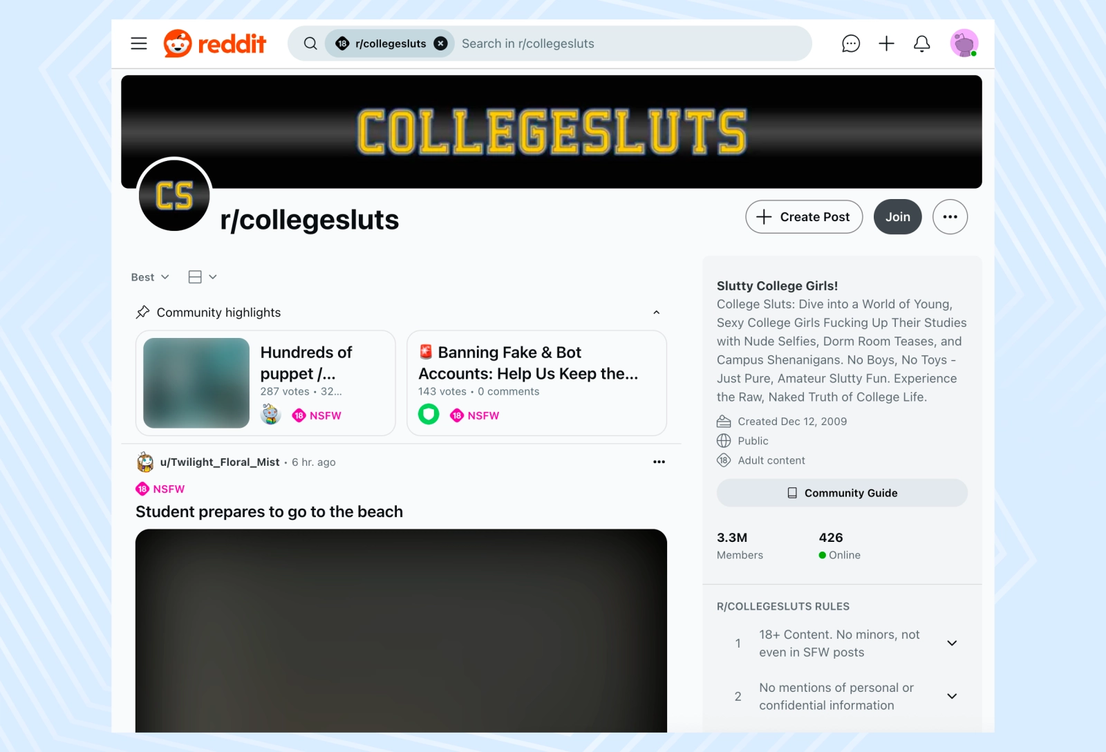  Example NSFW Subreddits on Reddit