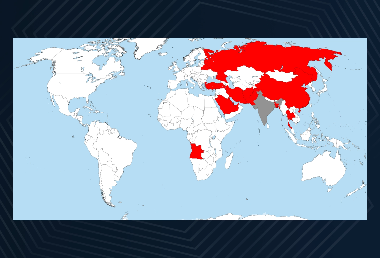 A map of countries where OnlyFans is either completely banned or very limited