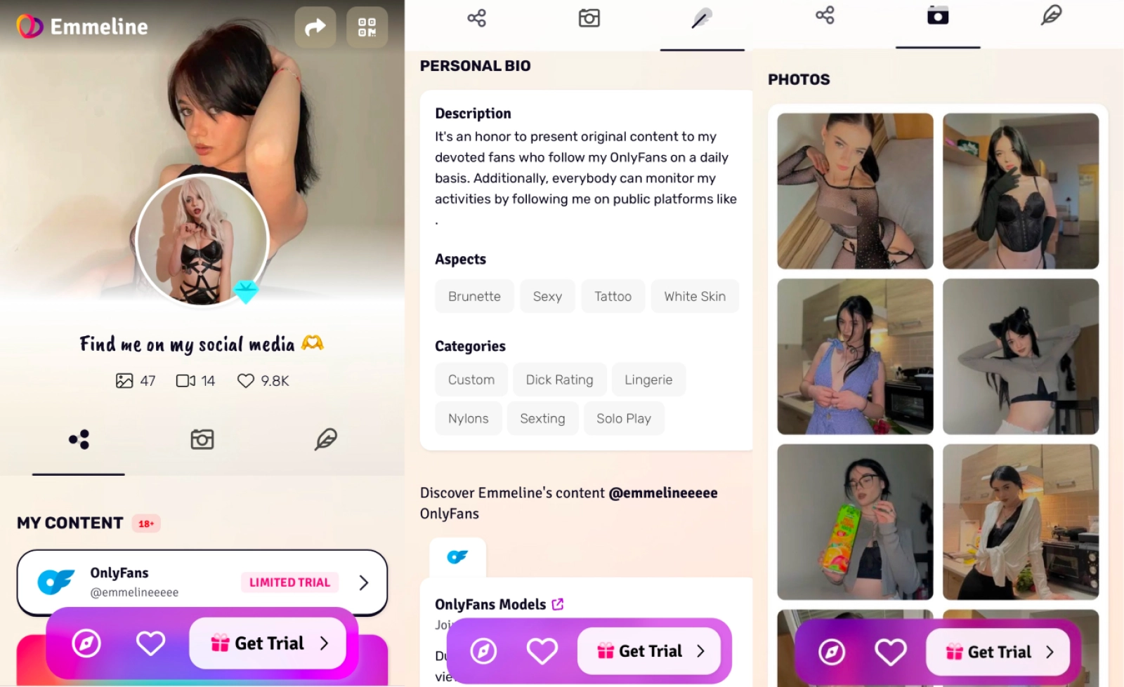 Example of Onlyfans models profiles in custom of search engine