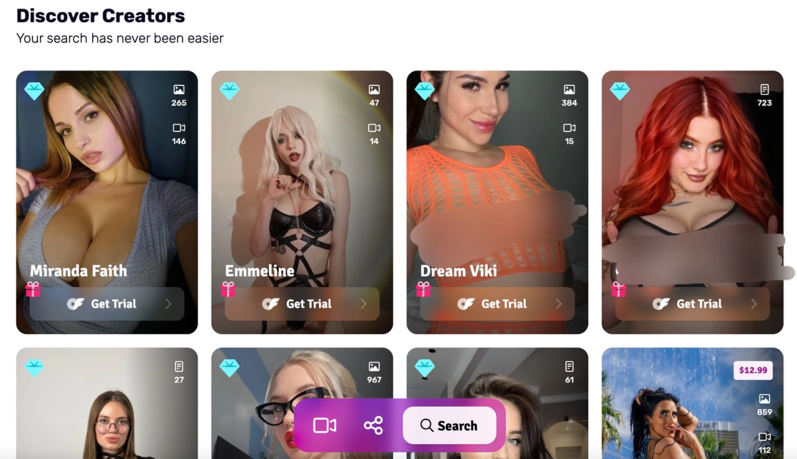 example of onlyfans directives website - list of models.