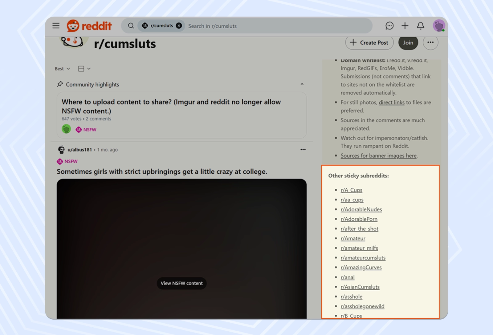 Communities can also provide their own subreddit list, in which you can often find catty subreddits