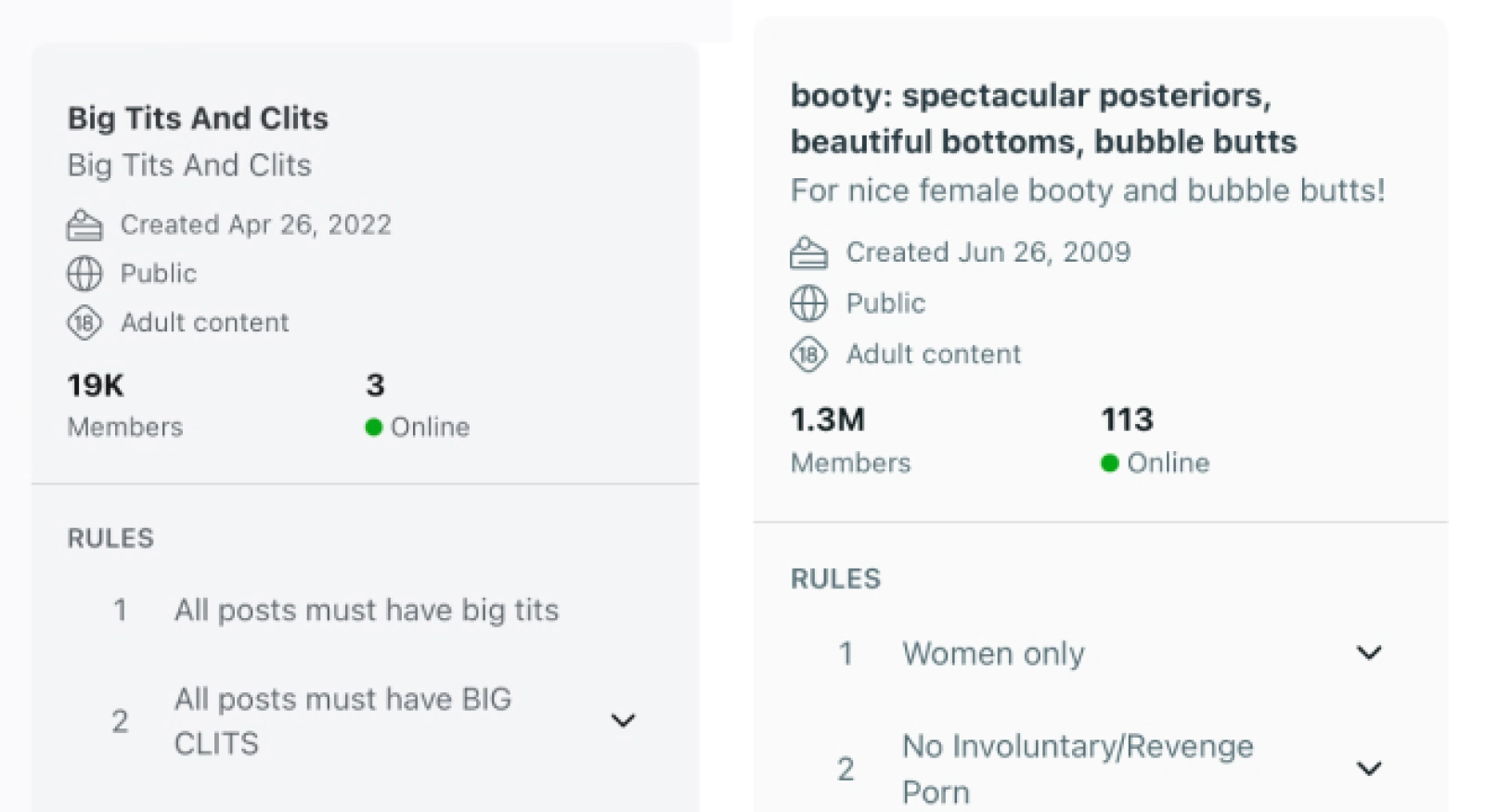 Reddit communities themed around specific fetishes