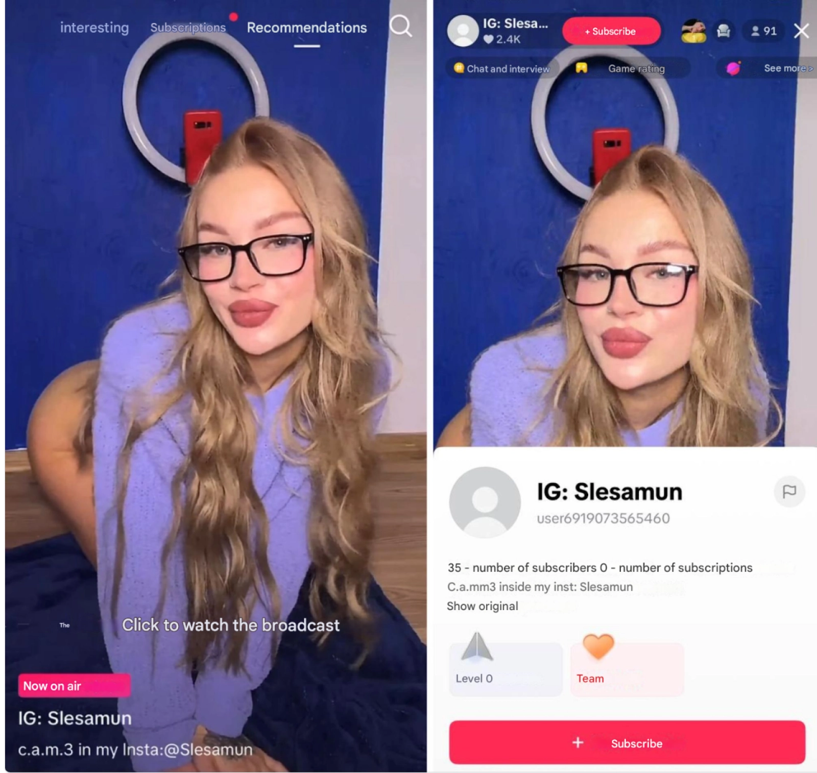 Live streams for promotion via TikTok