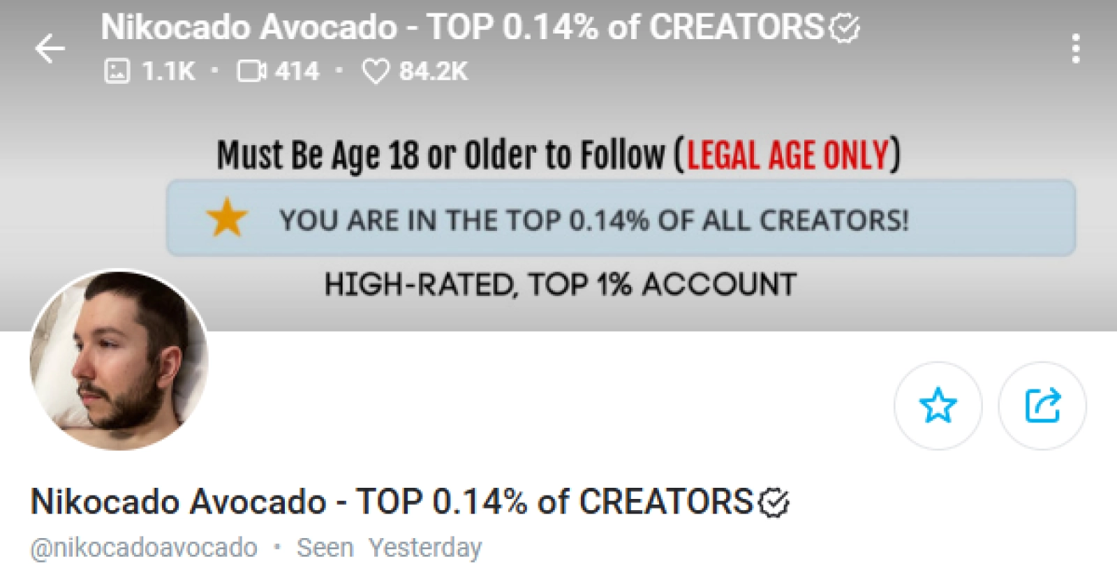 Top 0.14% - Nikocado Avocado - TOP onlyfans earner man