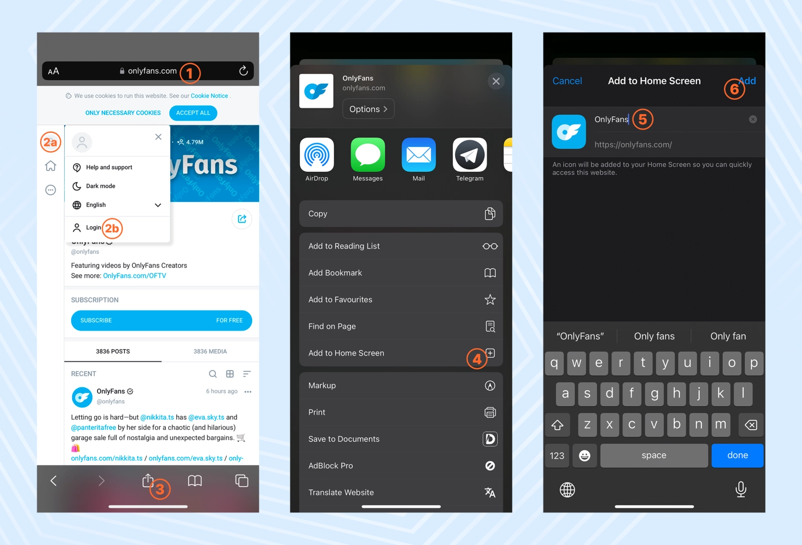 Step-by-step instructions on how to add OnlyFans to iOS home screen