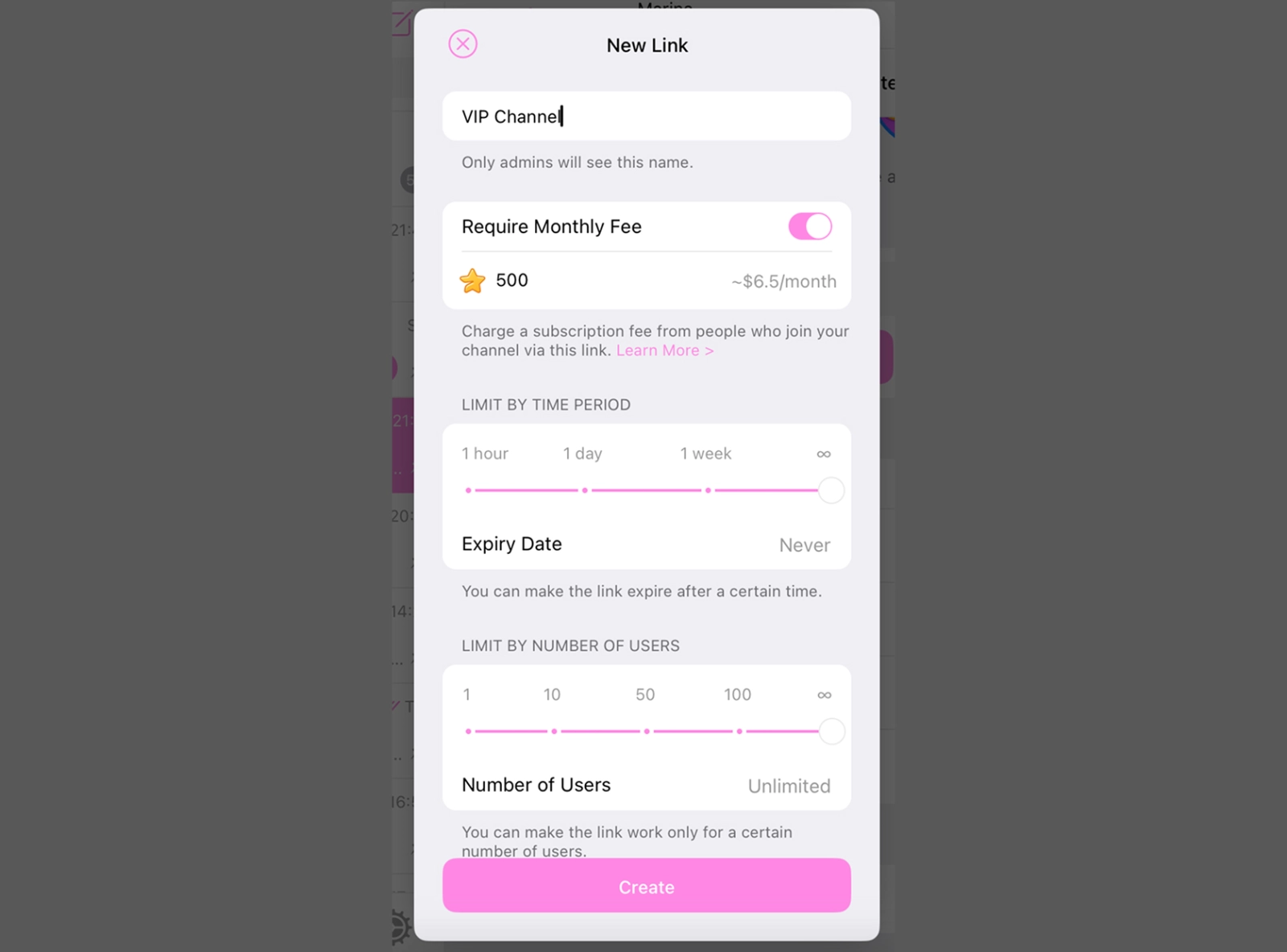 Setting up subscription fees for your private paid Telegram channel