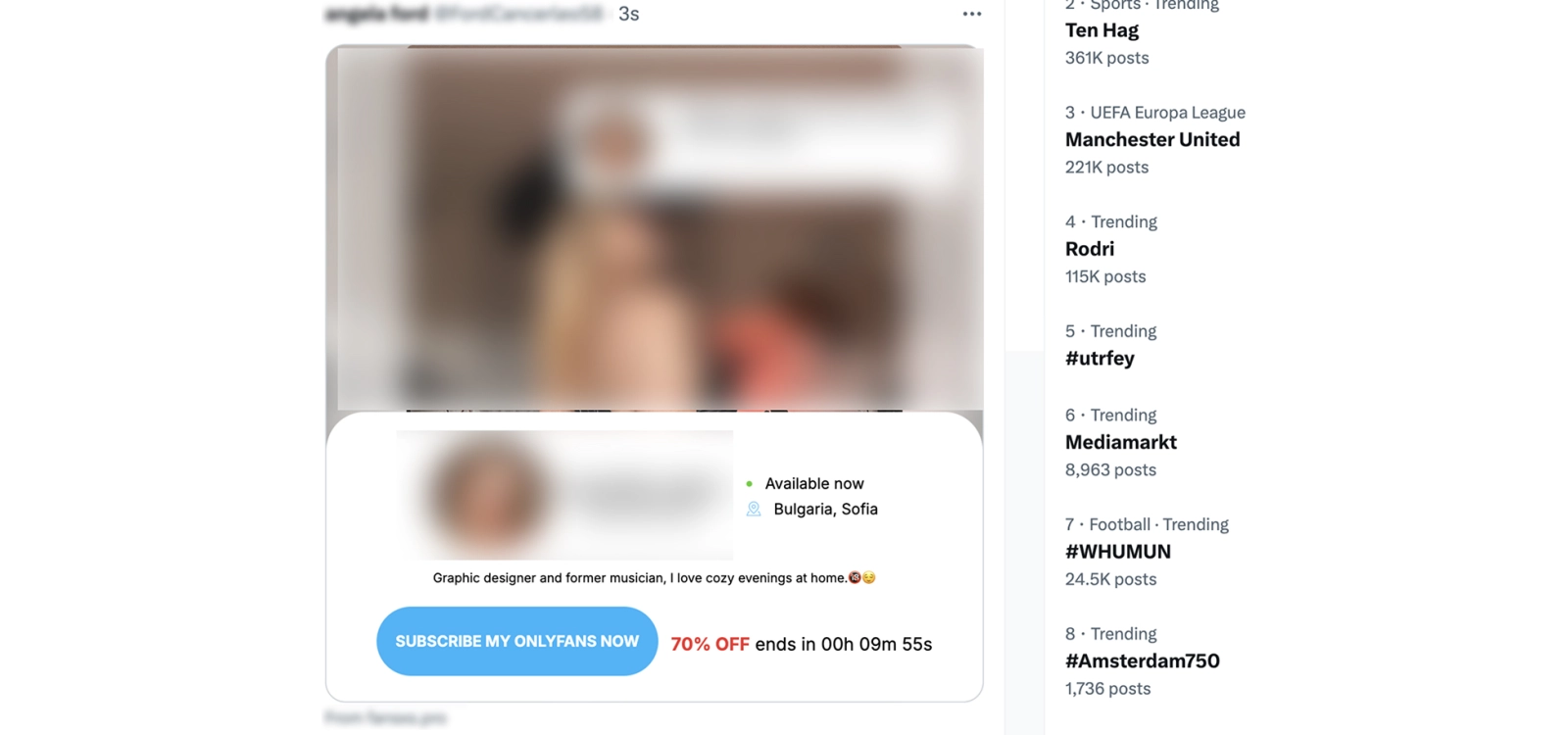 Profile example from X social network