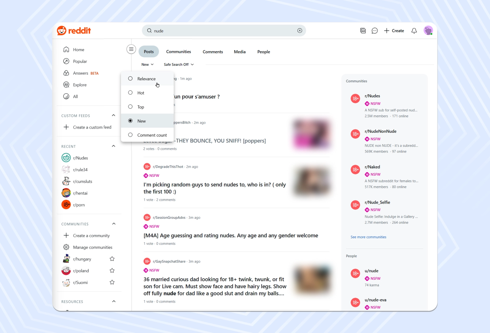 Reddit's search engine allows you to find the right sabreddits for you