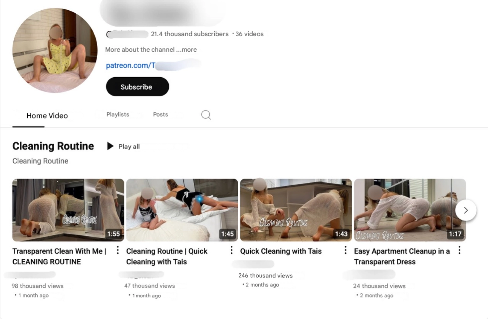 Revealing cleaning videos on YouTube