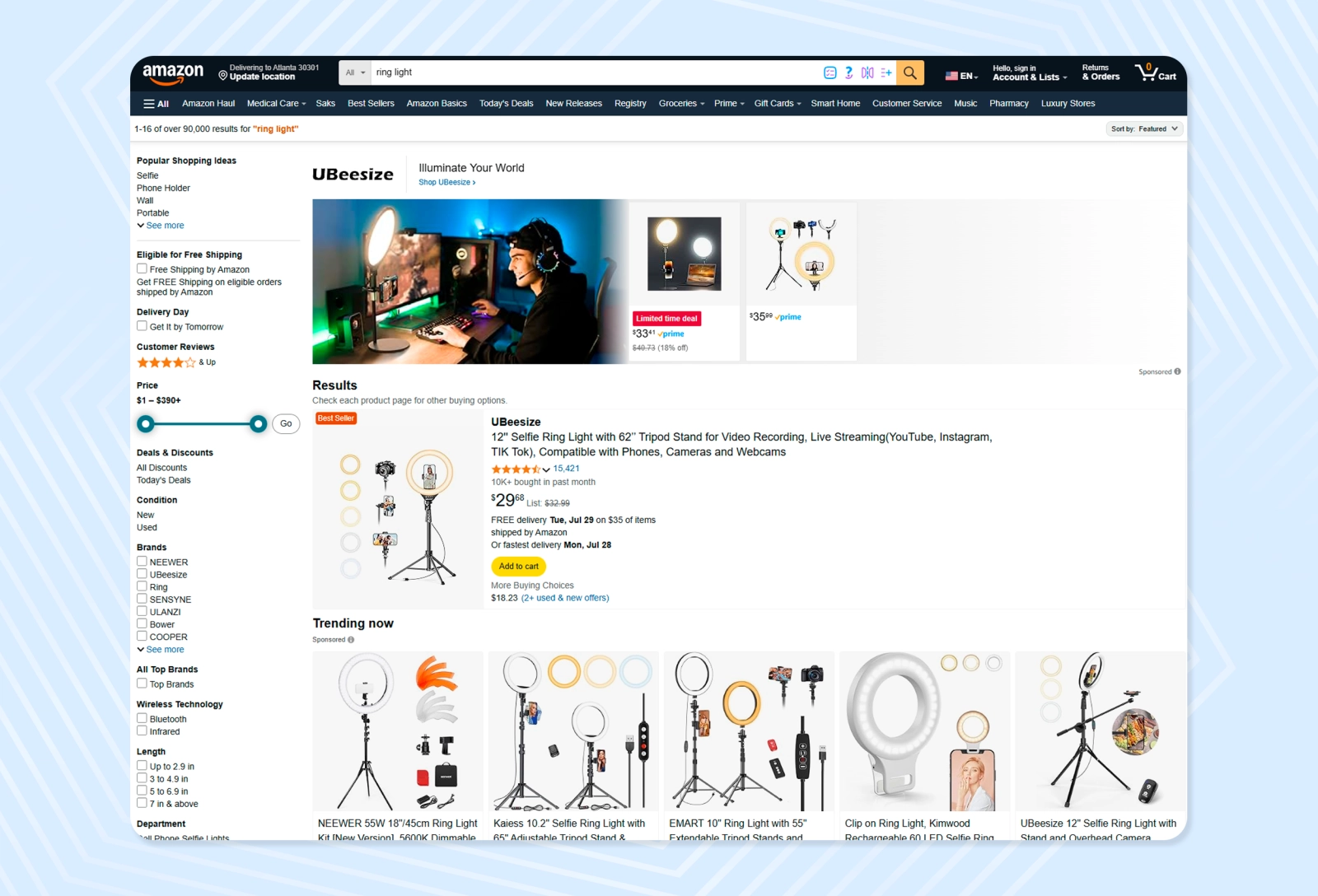 You can easily find a ring light that fits your budget and the right functionality on marketplaces
