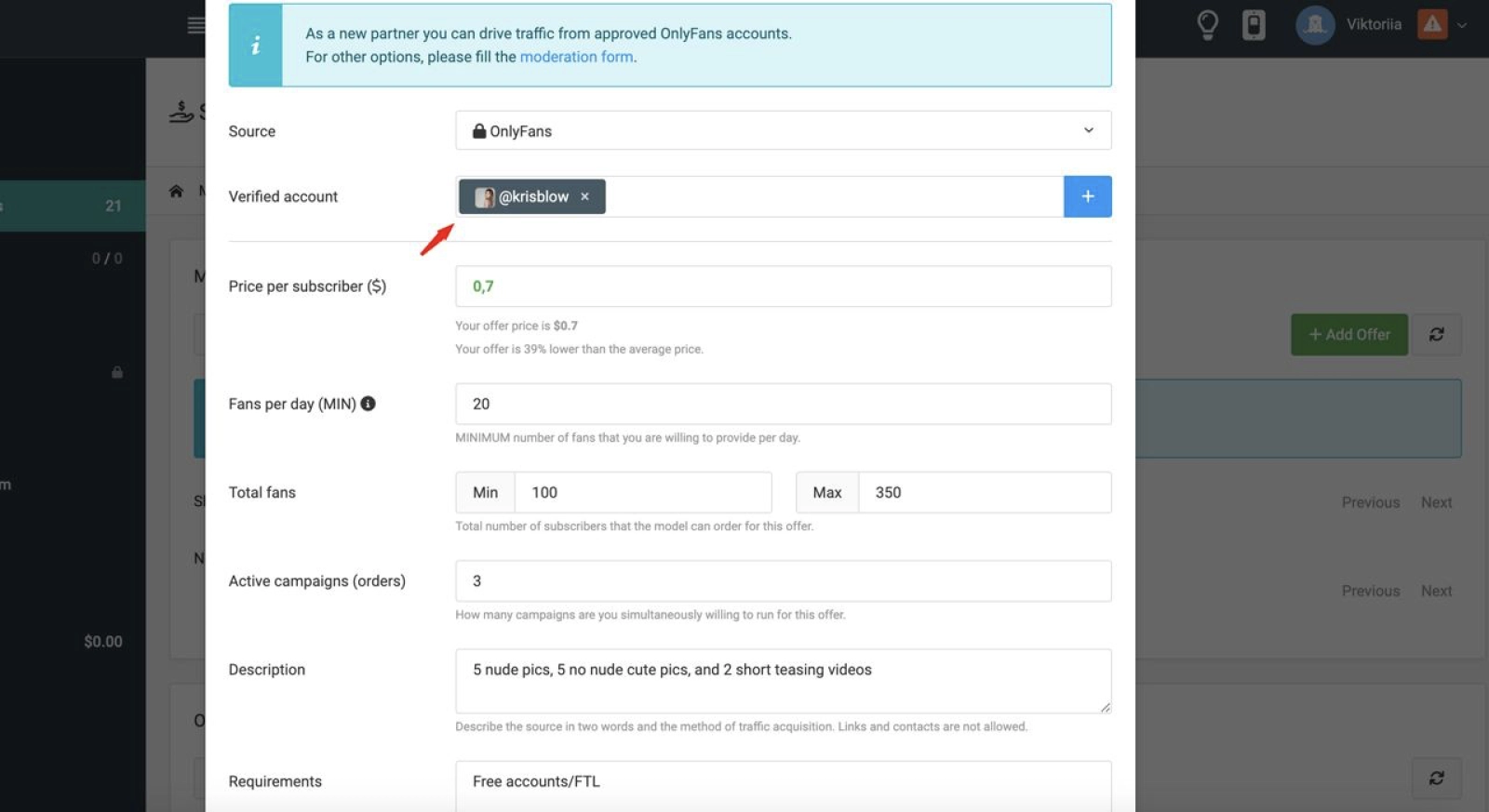Select OnyFans Models to start selling promo from their pages