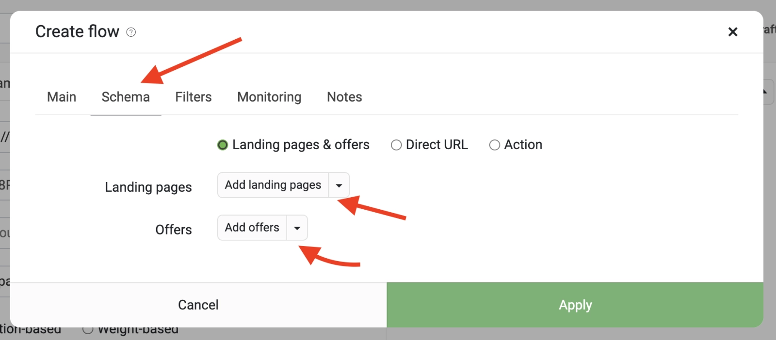 Create Keitaro campaign flow schema