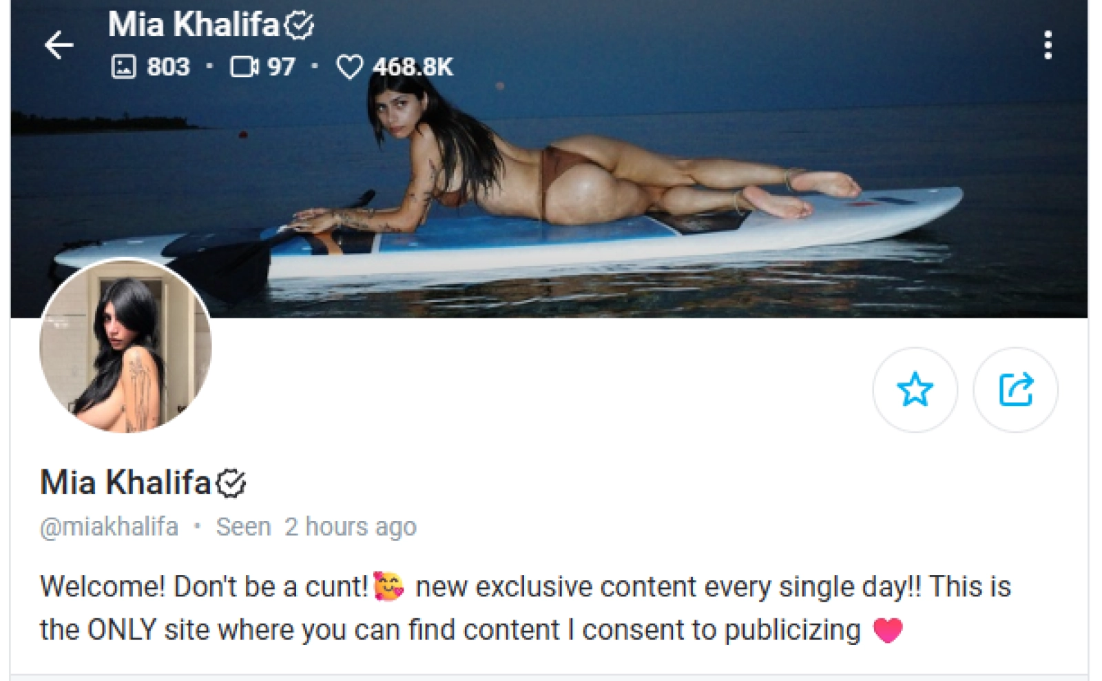 Top female Onlyfans earner - Mia Khalifa