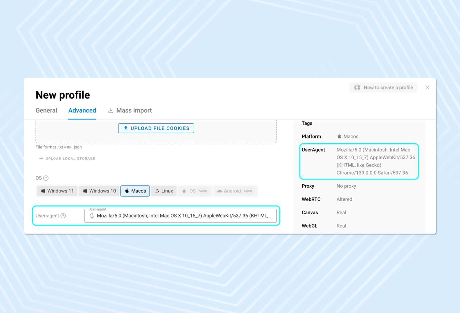 Antidetect Browser account creation page