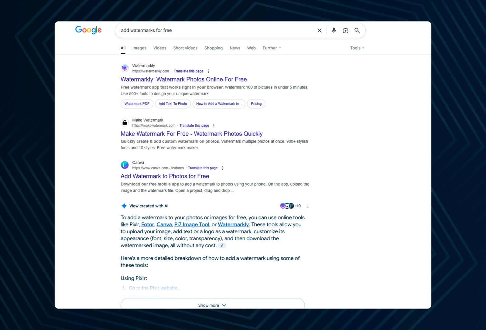 Tools for adding watermarks are completely free and available to everyone