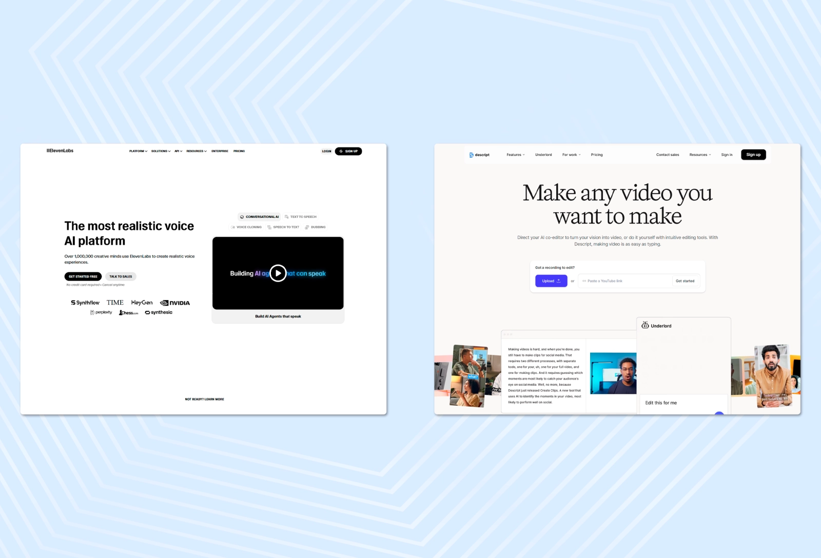ElevenLabs and Descript are the best AI tools for working with voice