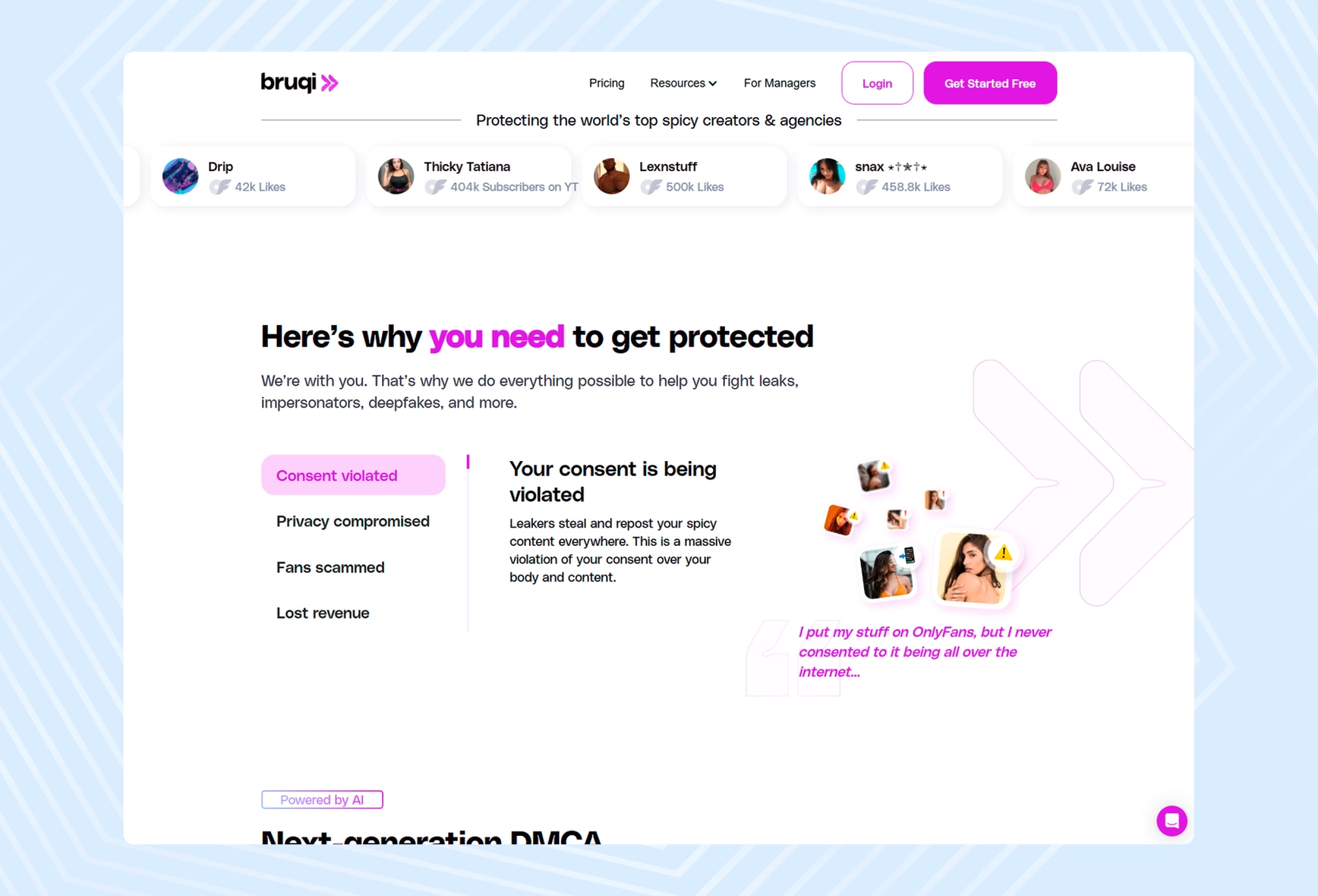 The website of the most popular service for removing leaked content - Bruqi