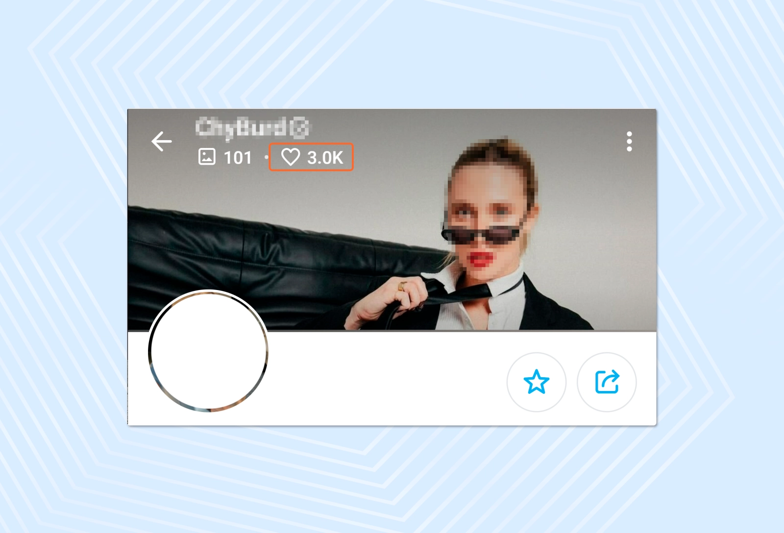 The blue heart icon shows how many users like your OnlyFans page