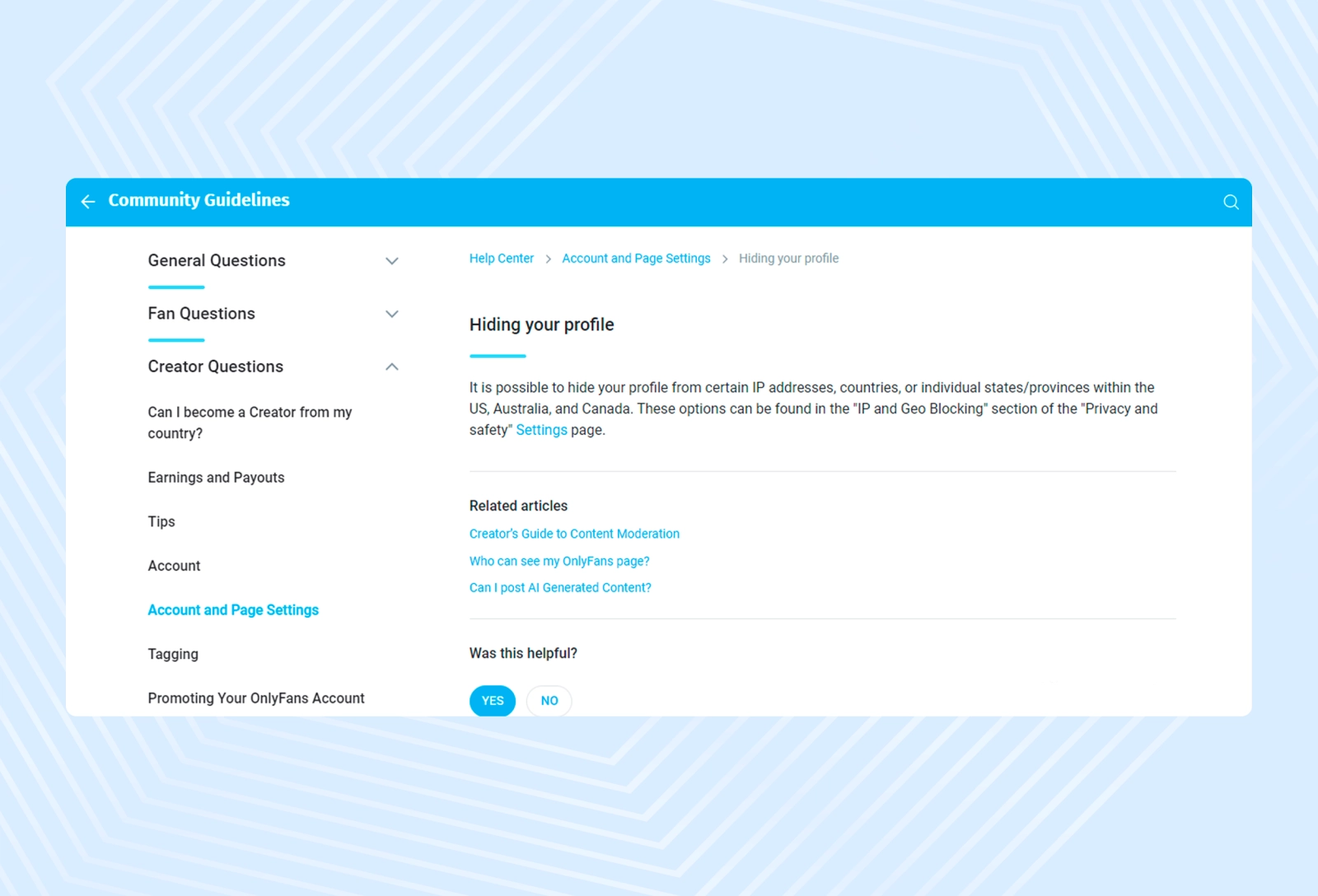 OnlyFans offers a geo-blocking feature directly in your profile settings