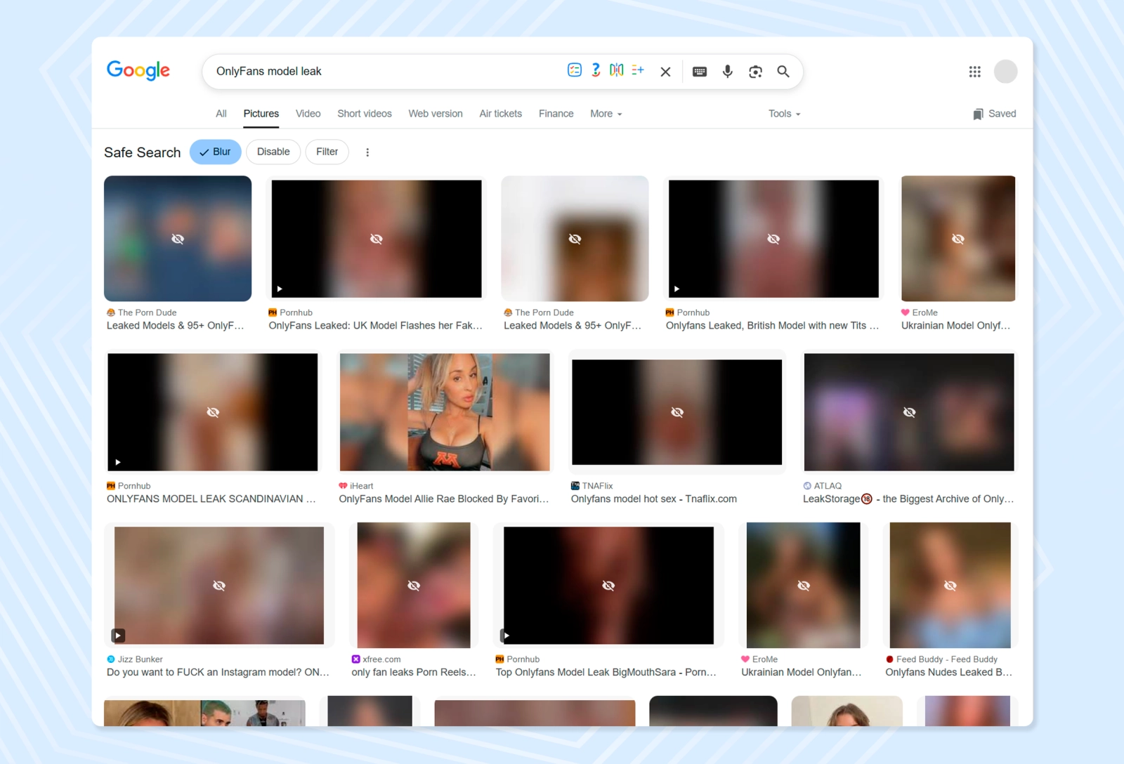 Today, the distribution of leaked model content is a whole business, which, unfortunately, is flourishing