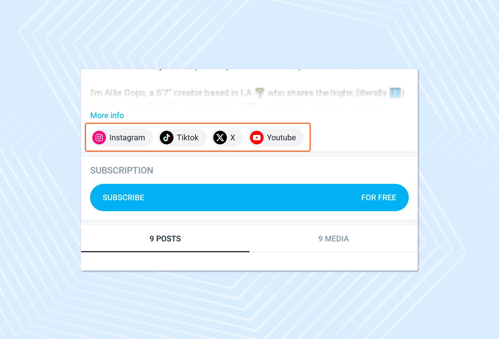 Examples of social media links on an OnlyFans account