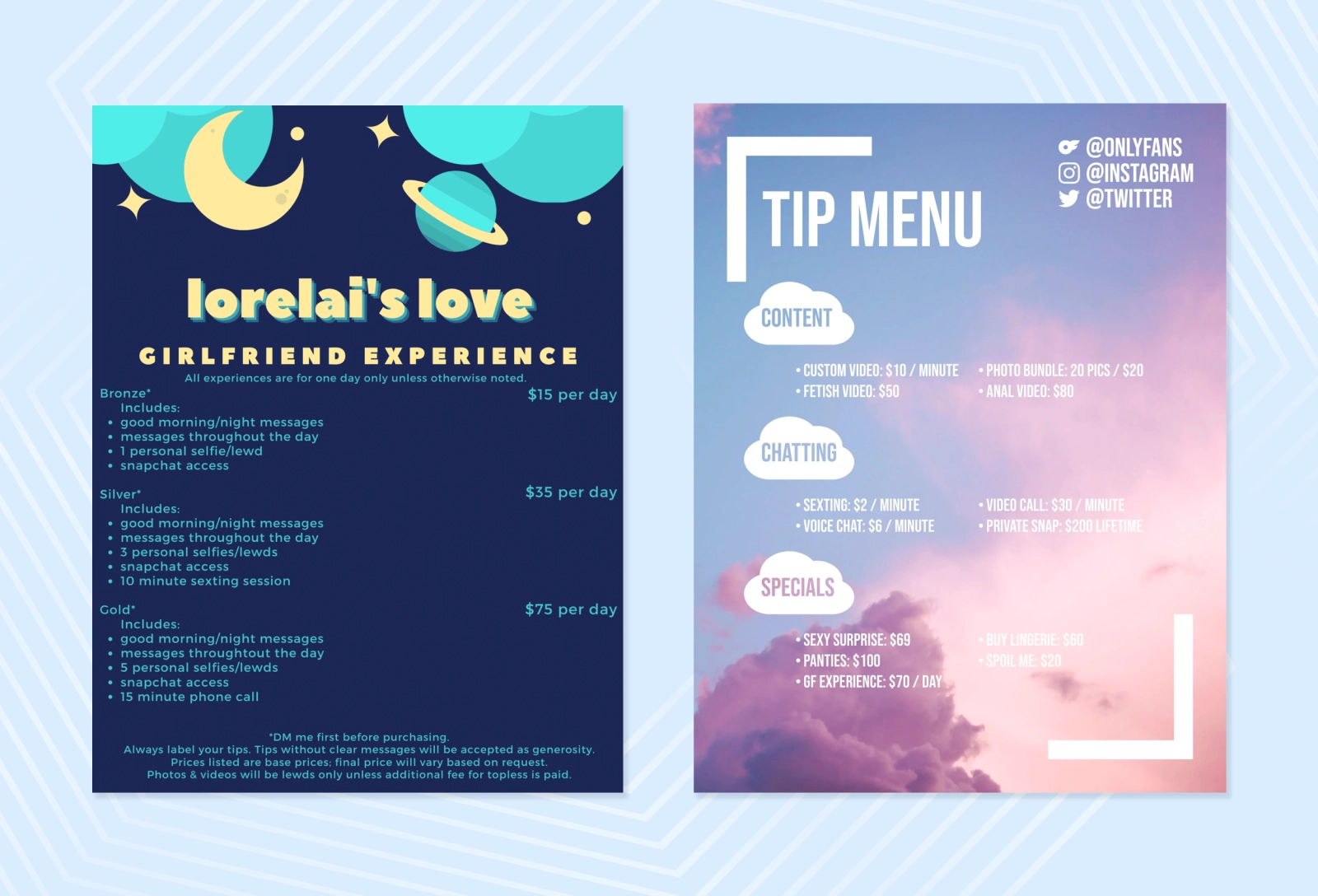 You can find menu templates with tips that you like