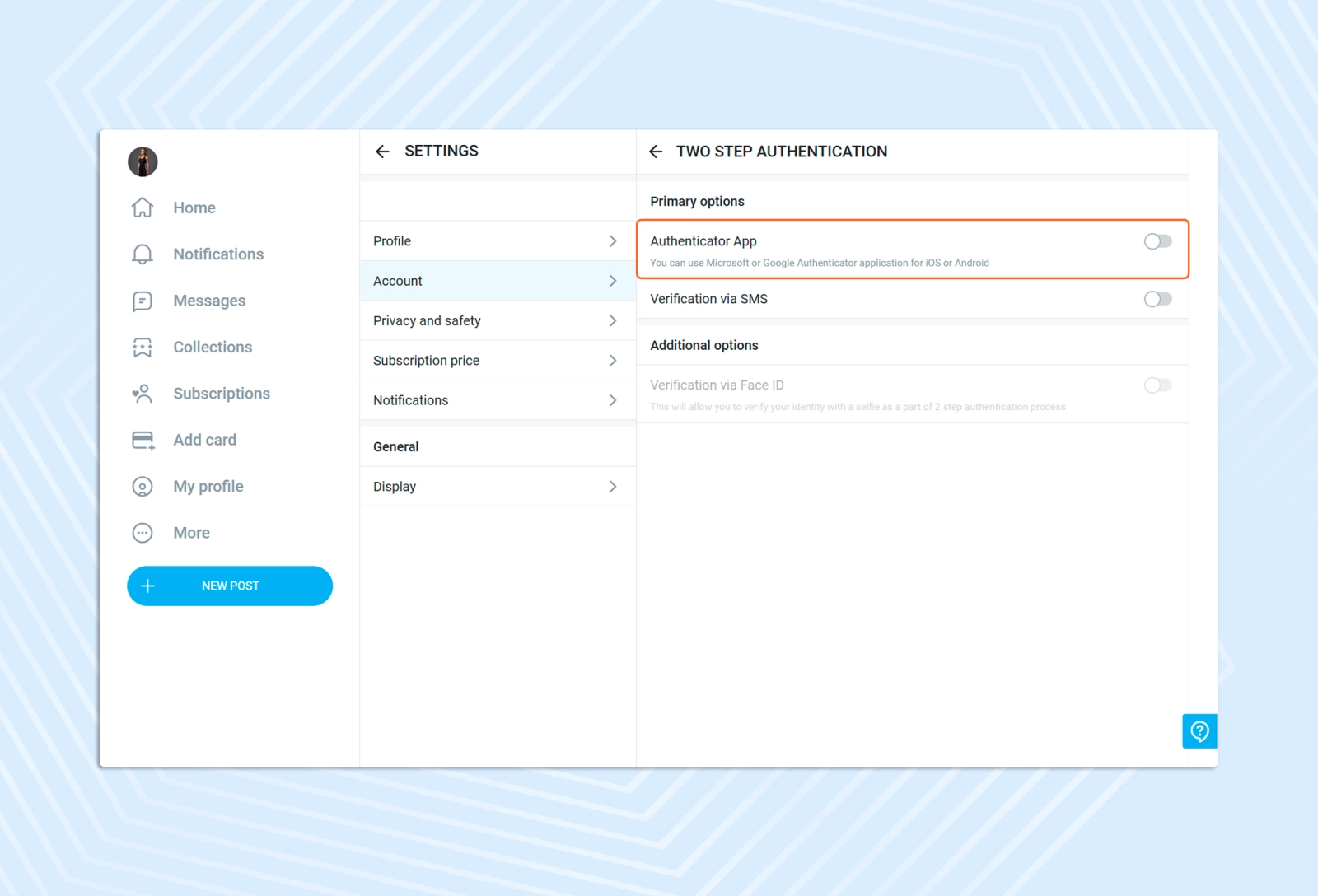 You can enable 2FA authentication in your account settings