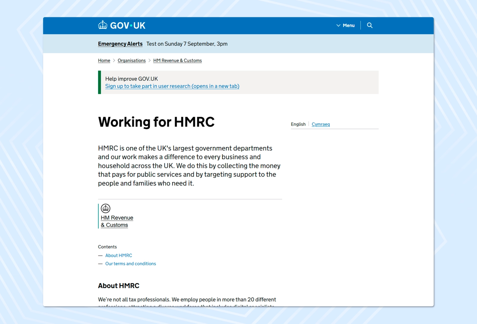 Information about HMRC's work is available on the UK government website