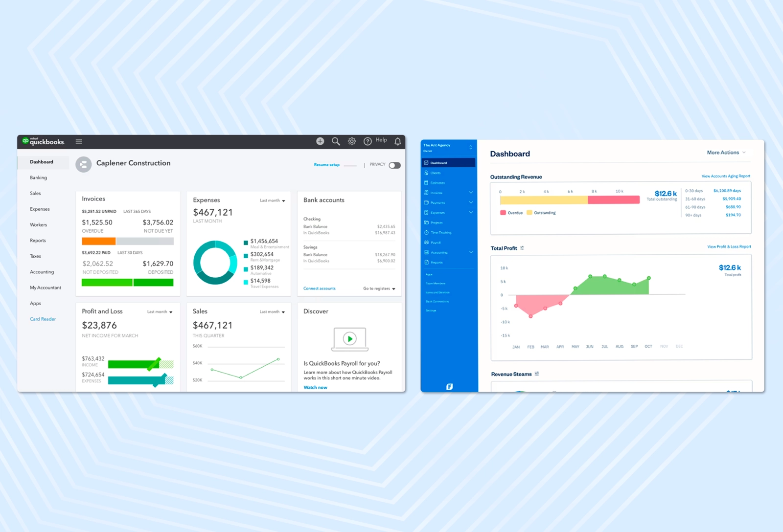 Examples of accounting software interfaces