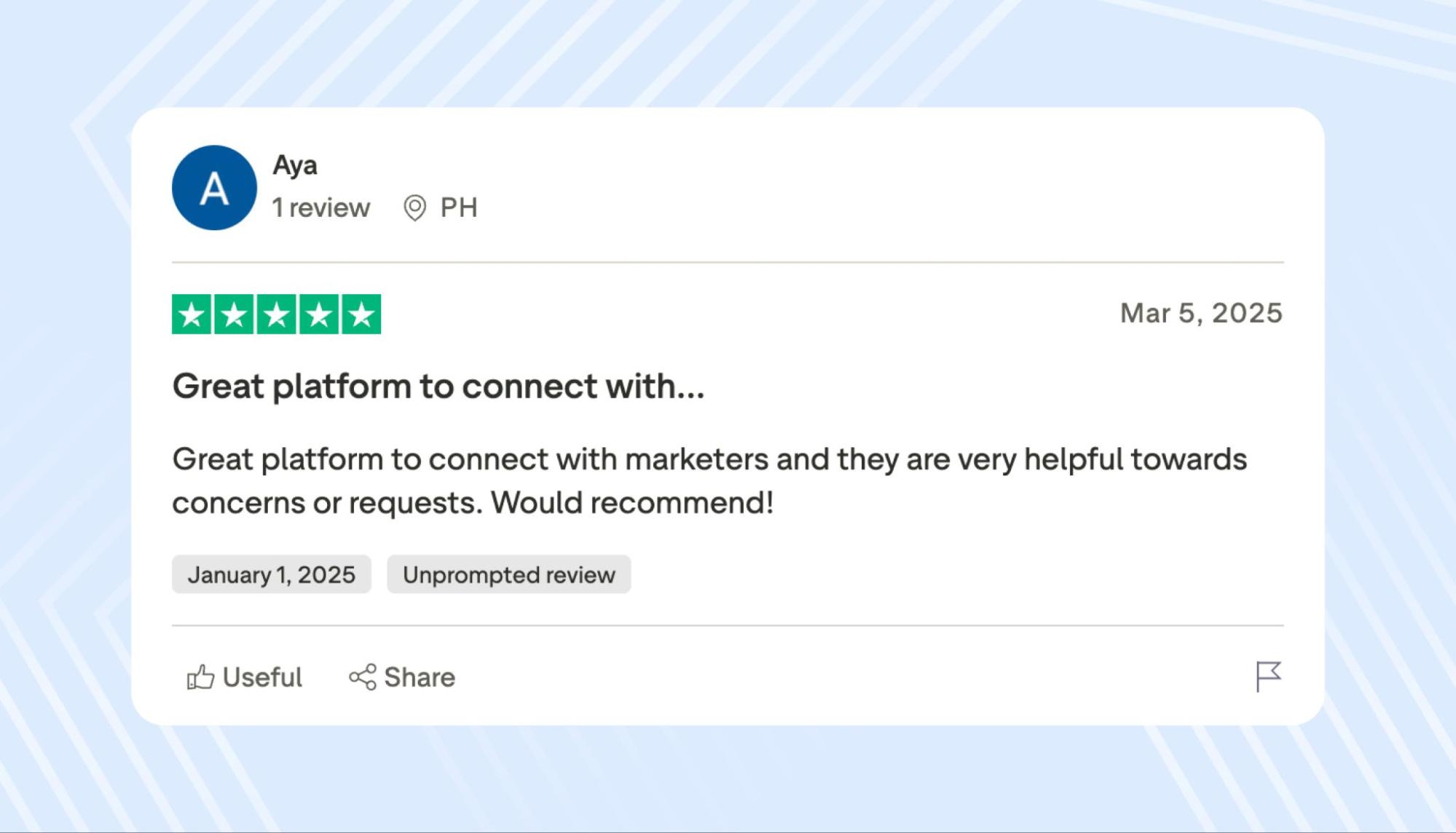Отзыв от Aya на Trustpilot