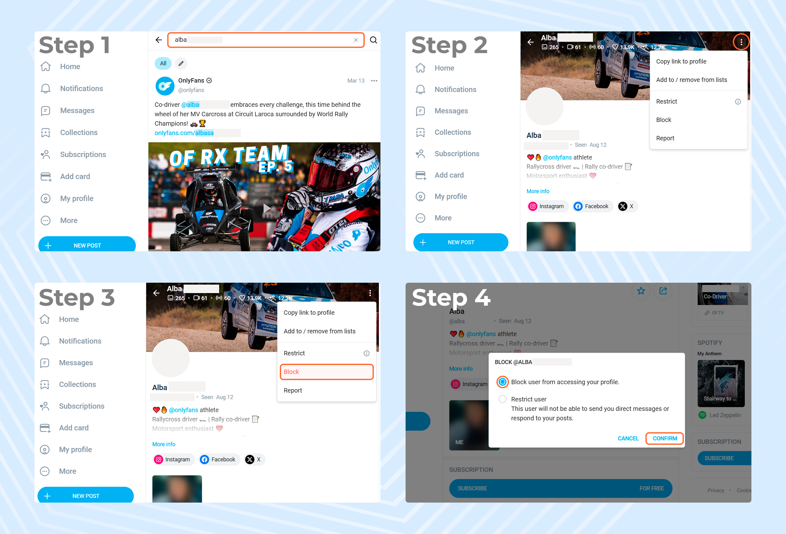 Step-by-step process for blocking a user on OnlyFans