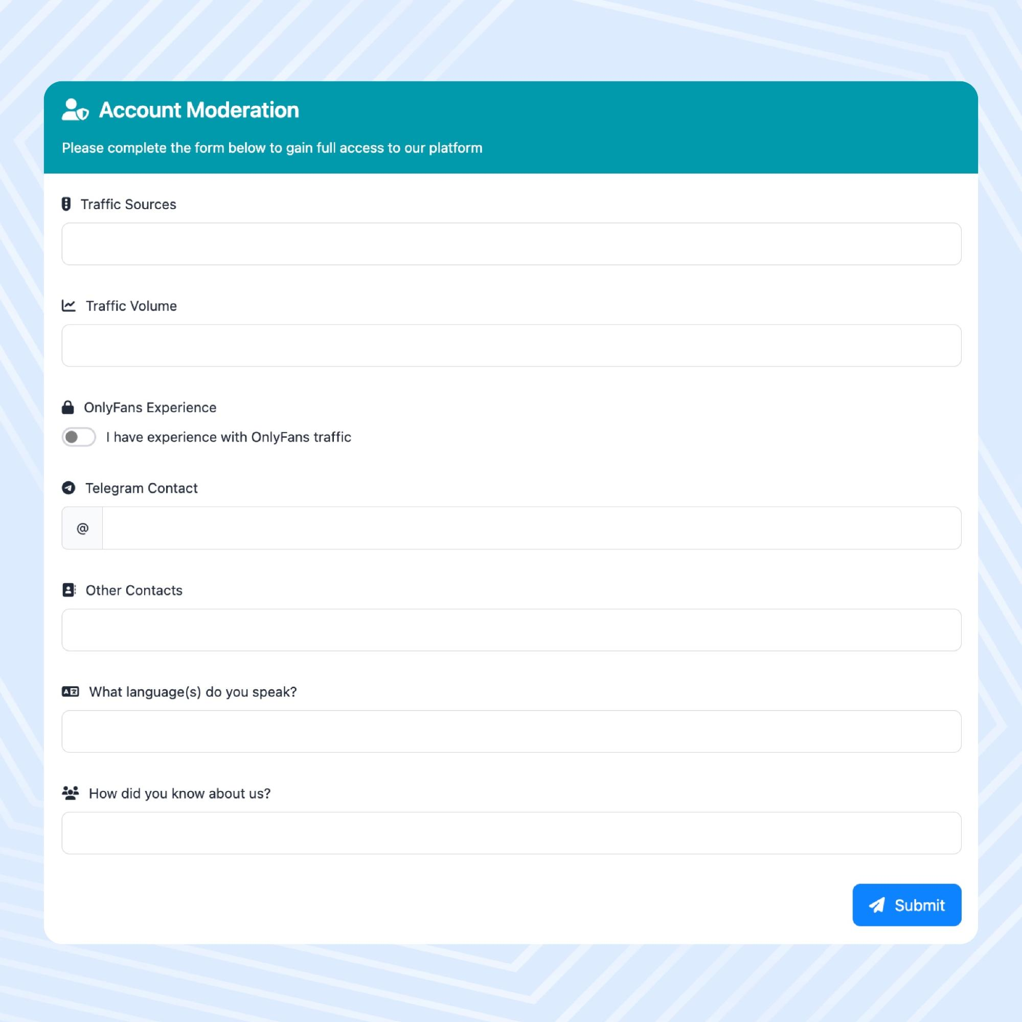 Account moderation tab