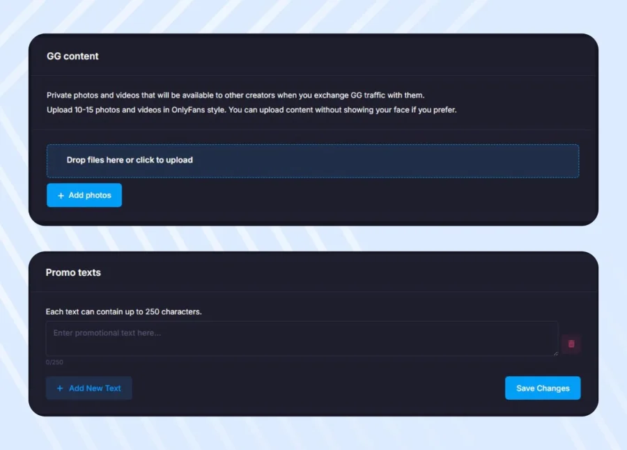Setting up and filling own offer