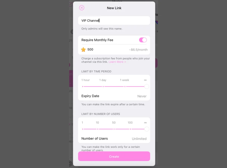 Setting up subscription fees for your private paid Telegram channel
