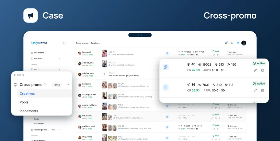 An OnlyFans cross-promo: one page promotes another inside the same agency's roster