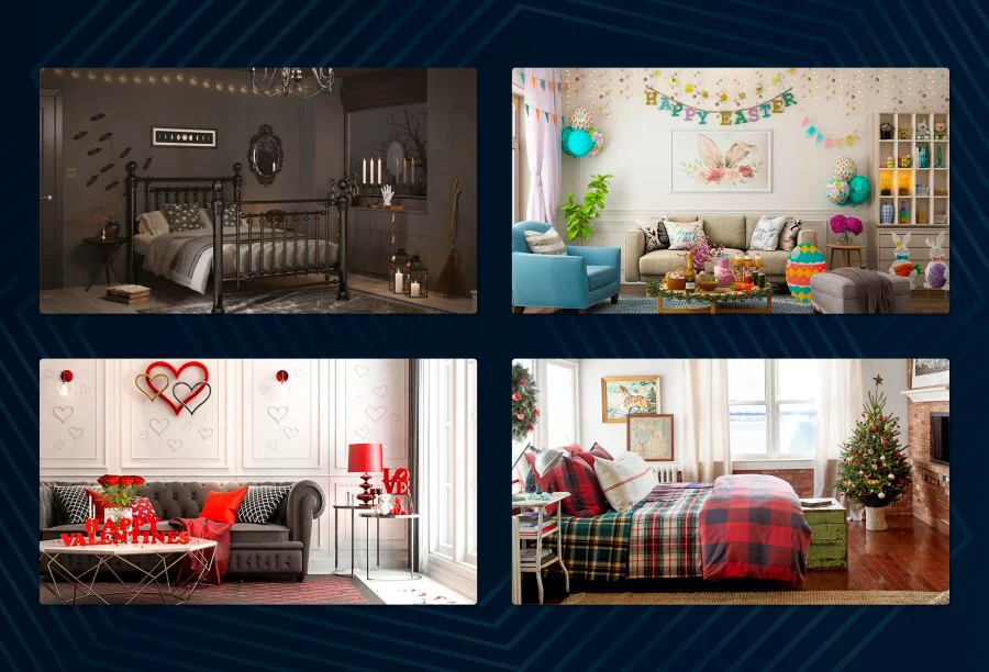 Interior designs in a Holiday style
