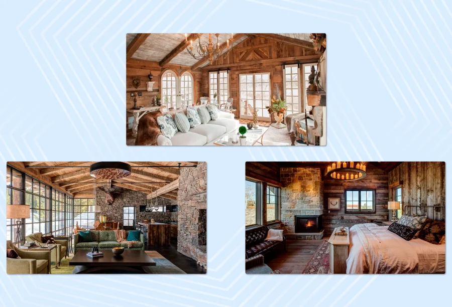 Design of a wooden house in a country style