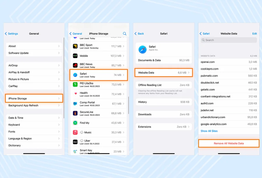 The process of clearing the cache varies depending on the OS and browser, Google how to clear it on your device