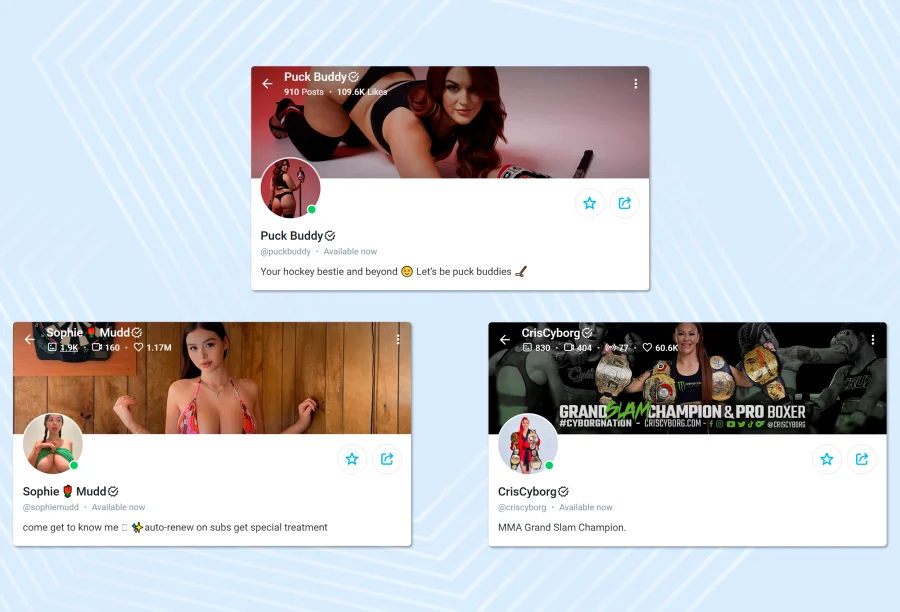 Examples of creative avatars in OnlyFans models