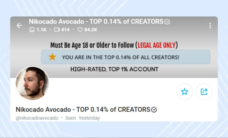 Страница ютубера-блогера Nikocado Avocado