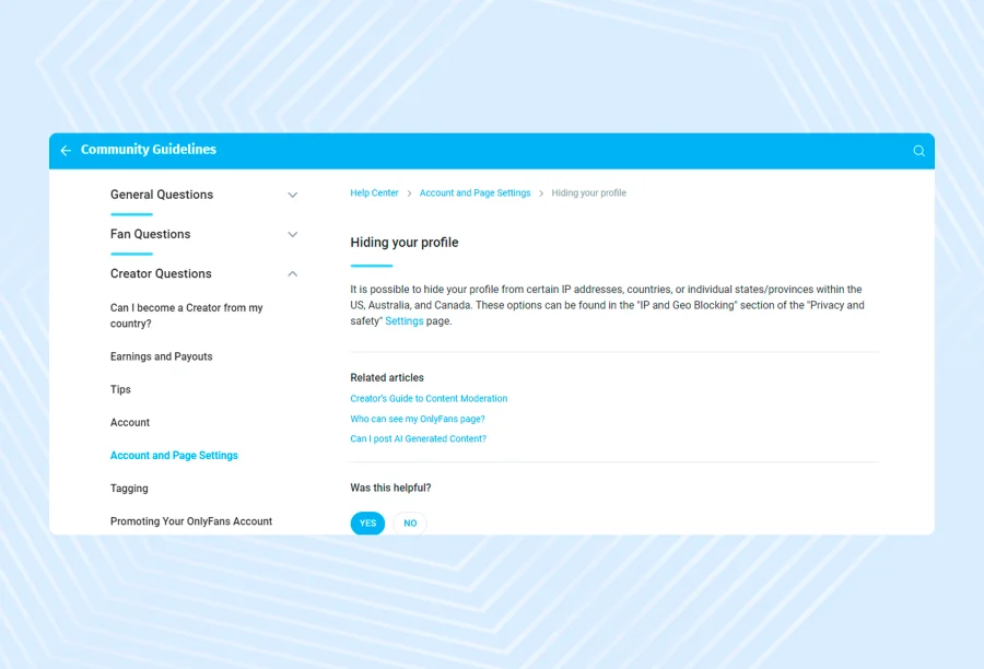 OnlyFans offers a geo-blocking feature directly in your profile settings