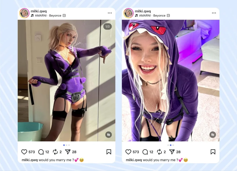 Пост-карусель на странице модели в Instagram