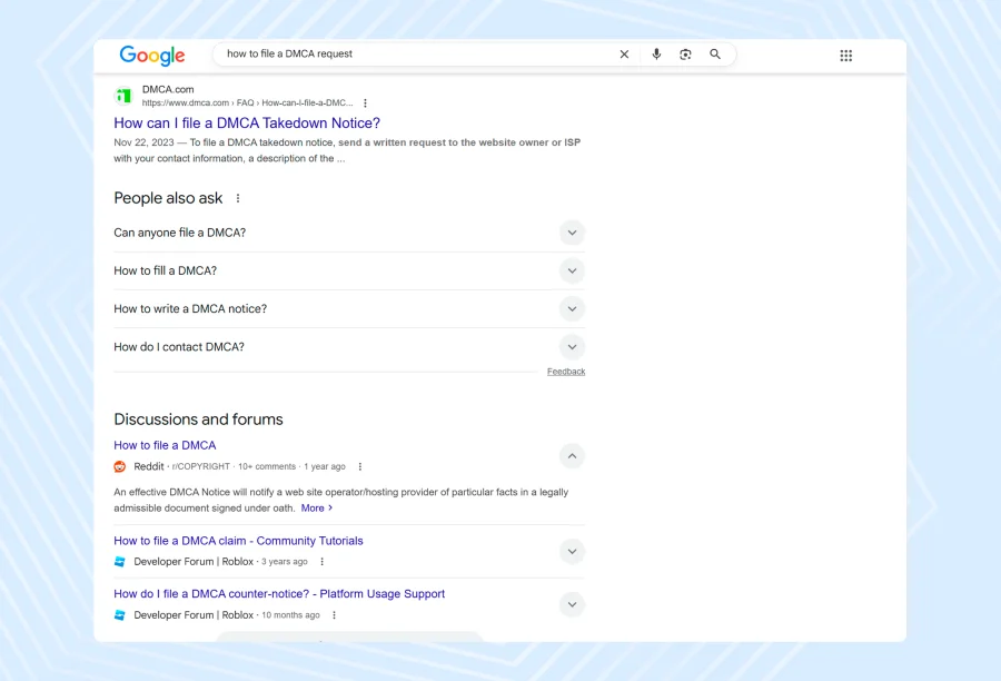 The internet is full of guides that will tell you how to file a DMCA request