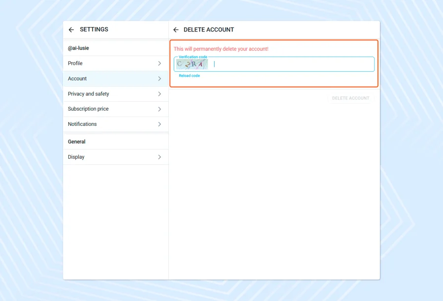 Confirm CAPTCHA code in OnlyFans