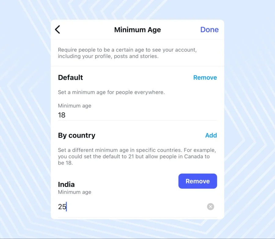 Setting age restrictions for users on Instagram