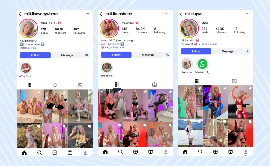 Examples of Milki model profile images