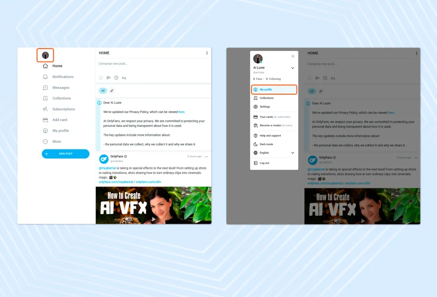 How to go to your profile