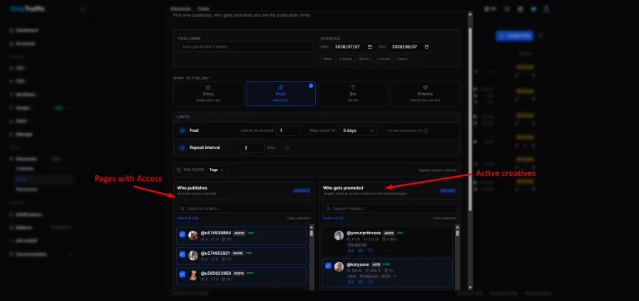 Pool setup in onlytraffic shoutouts