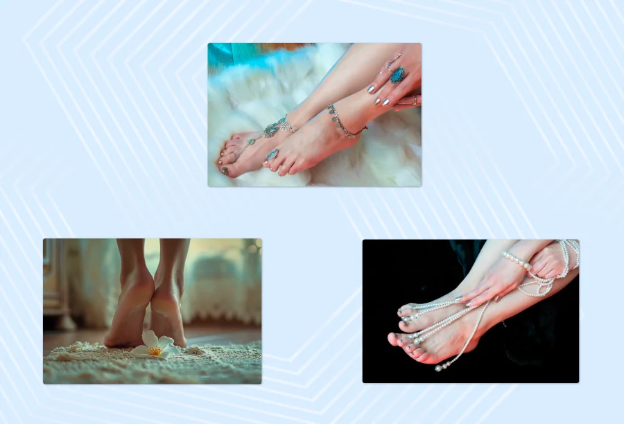 Examples of props and backgrounds for foot photos